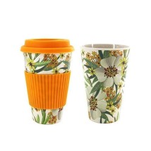 Beautiful Flower Printed 400ML Volume BPA Free Bamboo Fiber Coffee Cup U... - $18.80