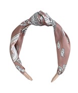 Hive and Co 1 Piece Top-Knot Satin Fabric Headband - Brown White Printed - $5.93