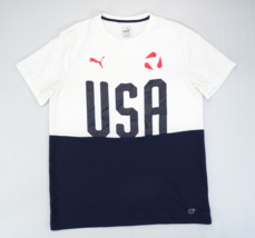 Puma Dry Cell Mens USA Spellout Soccer Jersey Athletic Shirt White/Blue ... - $14.20