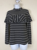 NITT by Flying Tomato Womens Size S Blk/Wht Striped Ruffle Layered Stretch Top - £7.99 GBP