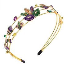 Mardi Gras Headband for Women Glitter Mask Crown Fleur De Lis Headband Multi Lay - £18.41 GBP