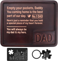 Unique Dad Birthday Gifts from Daughter Son, Gifts for Dad Wood Valet Tray and K - £24.77 GBP