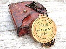 NauticalMart Antique Brass Not All Who Wander Are Lost Pocket Compass  - £23.18 GBP
