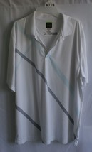 GREG NORMAN WHITE BLUE GREY STRIPE POLO SLIM FIT SIZE XXL #8718 - $10.80