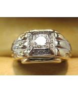 14KT SOLID GOLD .35 CARAT VS F-G GENUINE DIAMOND MEN&#39;S RING VERY NICE DE... - $1,183.05