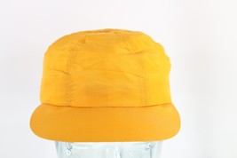 Deadstock Vintage 90s Streetwear Blank Silk Stretch Strapback Hat Cap Yellow - $49.45