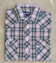Wrangler Rockabilly Western Pearl Snap Short Sleeve Shirt Size 16 X-Long Tails - £11.97 GBP