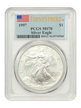 1997 $1 Silver Eagle First Strike PCGS MS70 - £2,512.21 GBP