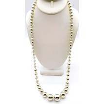 Golden Bead Graduated Strand Necklace, Vintage Gold Tone Beads - $37.74