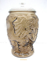 Vintage Libbey Big Top Brown Glass Elephant Storage Jar Lid 1.25 Gallon - £28.46 GBP