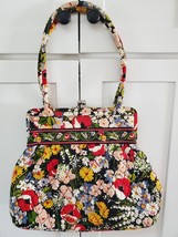 Vera Bradley Quilted Alice Poppy Field Handbag Purse Satchel Kiss Lock Floral - £28.93 GBP