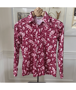 Vintage 70s Sears Perma-Prest Shirt Burgundy Pink Paisley Shirt S - €23,48 EUR