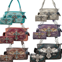 Western Handbag Faith Hope Love Cross Angel Wings Carry Conceal Purse Wallet - £28.23 GBP+