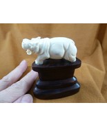 hippo-5) little Hippo of shed ANTLER figurine Bali detailed carving love... - $51.19