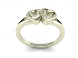 Double Heart Design 925 Sterling Silver Handmade Modern Women Ring Jewelry - £36.97 GBP