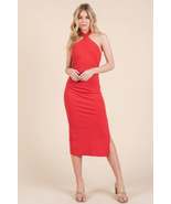 Halter Tied Criss-cross Midi Ribbed Dress - €12,45 EUR