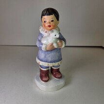 Vintage Eskimo Holding Puppy Figurine Kelvin C-312 5 1/2&quot; - $14.99