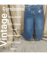 VINTAGE GYMBOREE BLUE DENIM FLORAL DETAIL JEANS SIZE 2T - €6,94 EUR