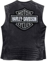 Harley Davidson Men&#39;s Genuine Leather Black Biker Vest Leather Jacket Moto Café - £55.06 GBP+