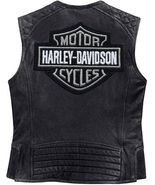 Harley Davidson Men's Genuine Leather Black Biker Vest Leather Jacket Moto Café - £54.72 GBP - £78.18 GBP