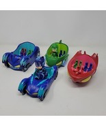 PJ Masks Cars Gekko Mobile Owl Glider Cat Car Vehicles Lot of 4 w/ 2 Fig... - £15.29 GBP