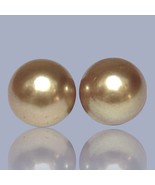 Alluring A Pair 10.6 x 12mm 19 Carat Deep Gold Philippines South Sea Loo... - $92.57