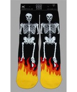 ODD SOX Knits Skeletons in Bright Flames Cotton Blend Thick Crew Socks M... - $20.50 CAD
