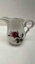 VINTAGE Porcelain Japan  Moss Rose Floral Creamer Victorian 4&quot; - £7.87 GBP