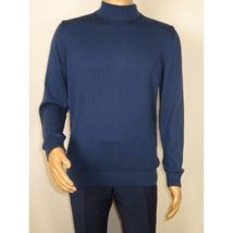 Men's Sweater Knit By BRANGO Turkey Mock Neck Cotton Blend 21050 Sax Blue image 6
