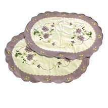 Sun Flower Placemats Fabric Oval Set of 2 Dining Table Décor Garden Multicolor - £12.65 GBP