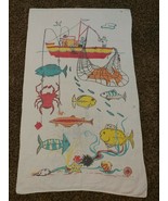 Vintage Fishing Florida Ocean Bath Beach Towel 59&quot; x 35&quot; - £35.77 GBP