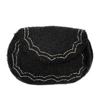 VTG 1930s Black/Silver Seed Bead Beaded  Purse with Dance Strap  - $39.20
