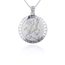 925 Sterling Silver Saint St. George Pray for Us Roun Star Coin Pendant ... - £18.72 GBP+