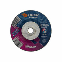 Weiler 58316 4.5 X 1/8 X 5/8-11 CER T27 Tiger Ceramic Combo Wheels - £24.24 GBP