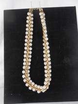 Vintage Faux Pearl with Gold Tone Link Chain Linking Pearls Necklace Choker - €12,07 EUR