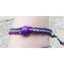 SALE Purple Turtle   Adjustable Hemp Bracelet   Stackable Handmade Unisex - £4.69 GBP