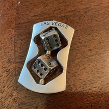 Vintage Las Vegas silver tone rolling Dice Token Keepsake Fidgety - £7.45 GBP