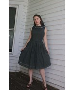 50s Dark Green Dress Polka Dot Print Sleeveless Vintage XS - €50,02 EUR