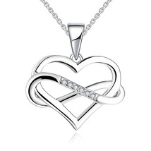 Rhodium-Plated Diamond Pave Infinity Heart Necklace (lab-created) - £23.83 GBP