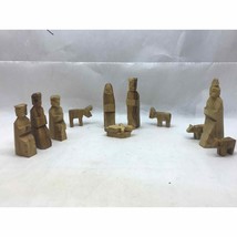 Vtg Set Nativity Scene Wood Miniatures Hand Carved - £27.23 GBP