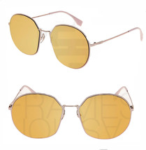 Fendi Eyeline FFM0313FS Rose Gold Pink Mirrored Flat Metal Round Sunglasses 0313 - £119.83 GBP