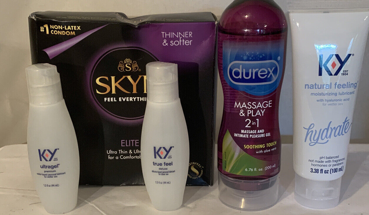LifeStyles SKYN Elite 22pk  Ky Lube Durex Massage 5 Items For You Pleasure Lot - $43.56