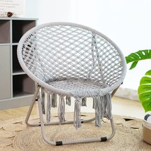 Saucer Chair with Folding Metal Frame, 100% Cotton Handmade Cozy Chairs, - £83.52 GBP