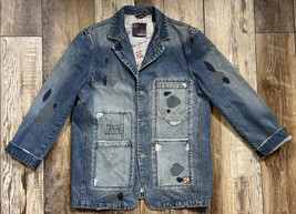 Pepe Jeans Blue Denim Jacket Vintage Hip Hop BB Button Up - Size Large - £51.82 GBP