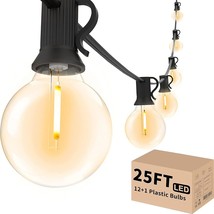 Led Outdoor String Lights 25Ft, Patio Lights With 12+1 Shatterproof Led Edison B - £31.96 GBP