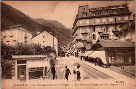 National Street &amp; Flegere Chamonix, France Street Action Dated 1921 Postcard - £13.23 GBP