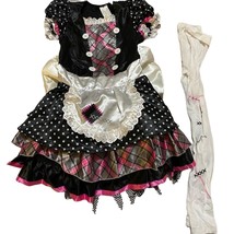 Skeleton Waitress Halloween Costume w/ Tights 8-10 Girls - £11.25 GBP