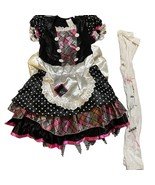 Skeleton Waitress Halloween Costume w/ Tights 8-10 Girls - $273.69 MXN