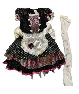 Skeleton Waitress Halloween Costume w/ Tights 8-10 Girls - £11.25 GBP