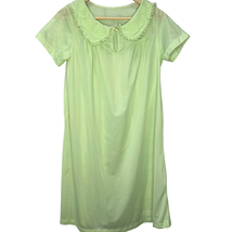 Vintage Nancy King Short Nylon Satin Nightgown Mint Green Size M Floral Collar - £23.70 GBP